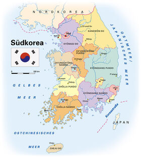 Landkarte von Südkorea