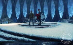 Adam Strange and Seg-El in the Fortress of Solitude