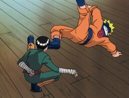 Lee engages in a duel with Naruto