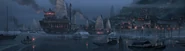 Early concept art of the harbor by Chris Brock
