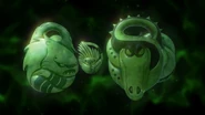 Jade amulet of Master Porcupine (behind)