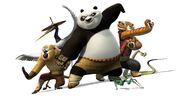 Film character pose promo, featuring Po and the Furious Five