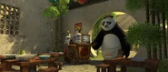 Po in the shop's dining area in Kung Fu Panda