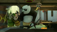 Po seeks his father for help but the villagers end up finding him