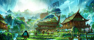 Concept art of the secret panda village