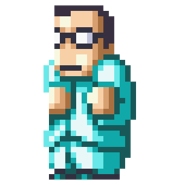 Sonokawa's sprite in Downtown Nekketsu Monogatari EX
