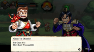 Kunio getting ready to fight Kamijō in River City Saga: Three Kingdoms