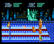 The game's first match in the Super Dodge Ball.
