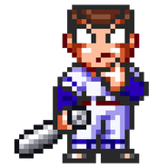 Kunio's sprite in Downtown River City Baseball Story ~Play Ball, Kunio!~