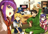 Arc Kunio Day 2025.png (1.95 MB) Riki, Kunio, Godai, Saori, Gōda, Mami, and Hasebe in Arc System Works' Kunio Day 2025 art