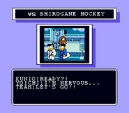 Yōichi and Kunio getting ready to play against Shirogane High School in Go-Go! Nekketsu Hockey Club Slip-and-Slide Madness