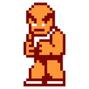 Akira's sprite in the Famicom version of Nekketsu High School Dodgeball Club