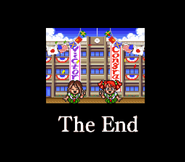 Momozono and Kuniko on the endscreen of Downtown River City Baseball Story ~Play Ball, Kunio!~