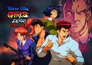 Kunio, Riki, Misako, Kyoko, and Sabu on the River City Girls Zero alt cover