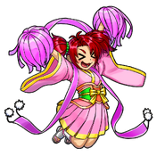 Momozono's happy dialog portrait from River City Saga: Three Kingdoms