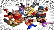 Rudy, Paul, Bruno, Provie, Glen, and Mike in River City Ransom: Underground