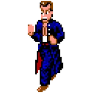 Riki's sprite in the Arcade version of Nekketsu Renegade Kunio-kun