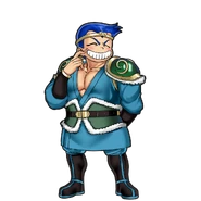 Godai's shy dialog portrait in River City Saga: Three Kingdoms