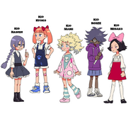 Young Hasebe, Kyōko, Mami, Noize, and Misako in River City Girls