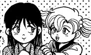 Momozono and Rika in the manga Kunio-kun! Nekketsu Battle!