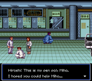 Hiroshi introducing Kunio to Miho in River City Renegade