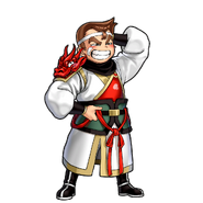 Kunio's shy dialog portrait in River City Saga: Three Kingdoms