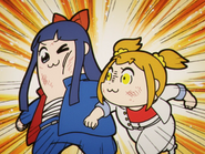 Popuko and Pipimi dressed as Kunio and Riki in Pop Team Epic