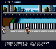 Kunio meeting Hasebe in Downtown Nekketsu Story