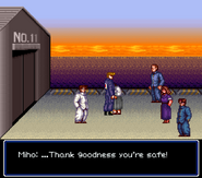Miho reuniting with Masaki during the ending of River City Renegade