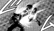 Tsuge and Sanjūrō Sugata in the manga Kunio-kun! Nekketsu Battle!
