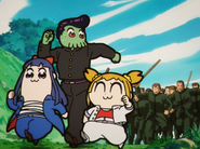 Popuko and Pipimi dressed as Kunio and Riki in Pop Team Epic