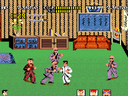 Kunio fighting Sabu and his goons in the Arcade version of Nekketsu Renegade Kunio-kun