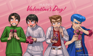 Gōda, Sugata, Kunio, and Riki in Arc System Works' Valentines Day 2025 art