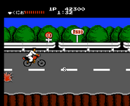 The turbo item during the bike chase appears in the center of the screen.