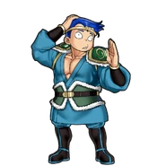 Godai's apologizing dialog portrait in River City Saga: Three Kingdoms