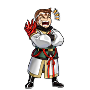 Kunio's happy dialog portrait in River City Saga: Three Kingdoms