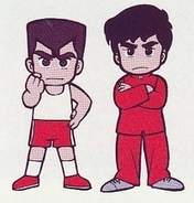 Kunio and Tōdō in Nekketsu Kōkō Dodgeball Bu: Kyōteki! Dodge Soldier no Maki​