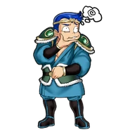 Godai's worried dialog portrait in River City Saga: Three Kingdoms