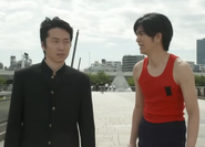 Masato and Kōji in the Nekketsu Kōha Kunio-kun TV Series
