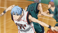 Kuroko uses the Vanishing Drive against Hara and Yamazaki