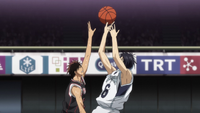 Koganei moves to stop Mibuchi's shot anime