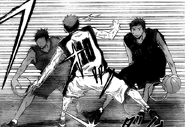 Aomine playing street ball in an official game