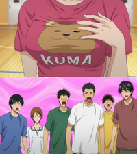 Seirin looking at Momoi's breasts