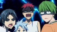 Kuroko, Kagami, Midorima and Takao shocked seeing Riko with a knife