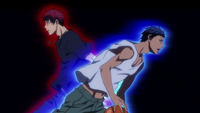 Aomine dashes past Kagami