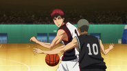 Kagami being intimidated by Tsugawa's defense