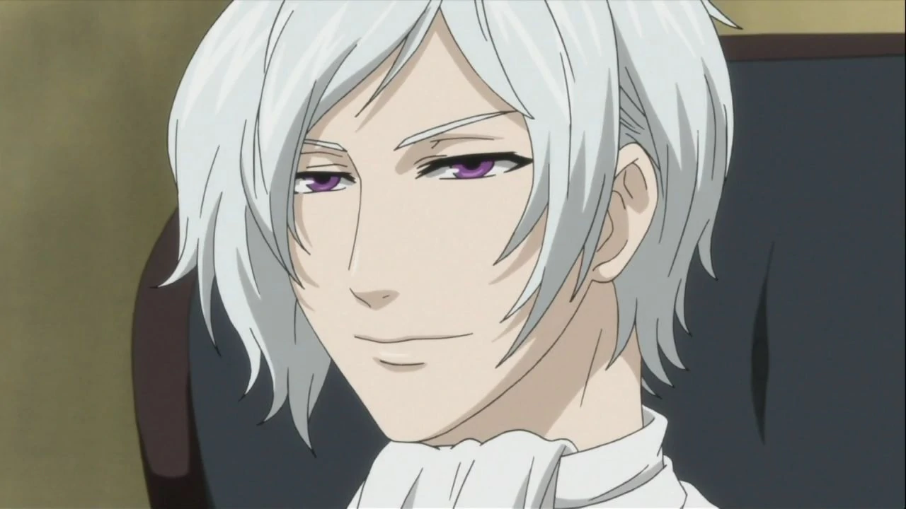 anime butler with white hair