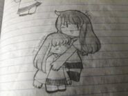 Human Tsuasa being hugged by Kuru.