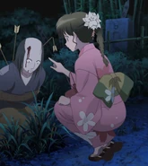 Sakura in a yukata at the haunted house