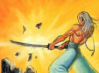 The Grey Crane wielding the Dragon's Claw Katana